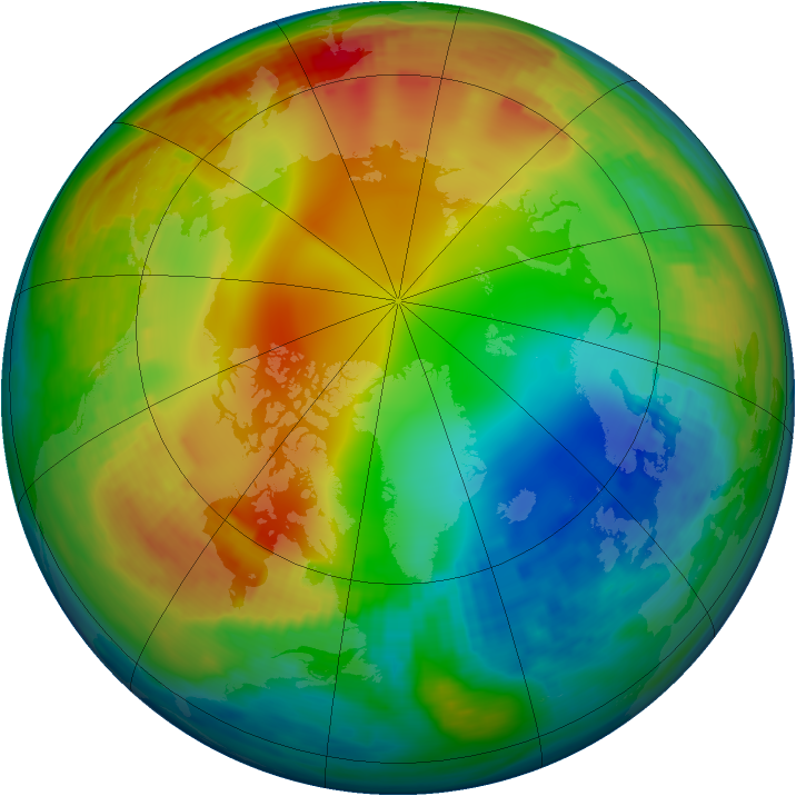 Arctic ozone map for 14 January 1992